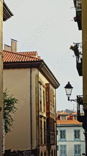 Historic street with tiled-roof buildings