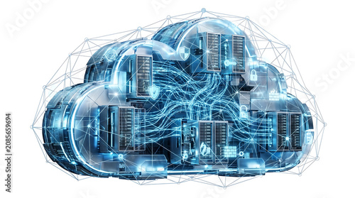 Conceptual Digital Cloud Computing Network with High Tech Data Server Infrastructure