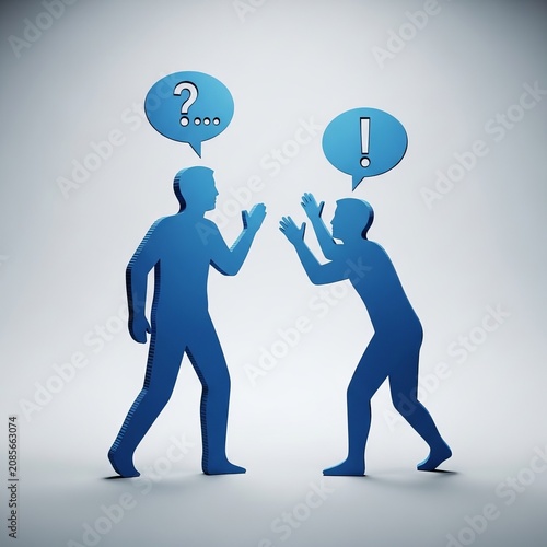Conceptual illustration of communication breakdown between two people.