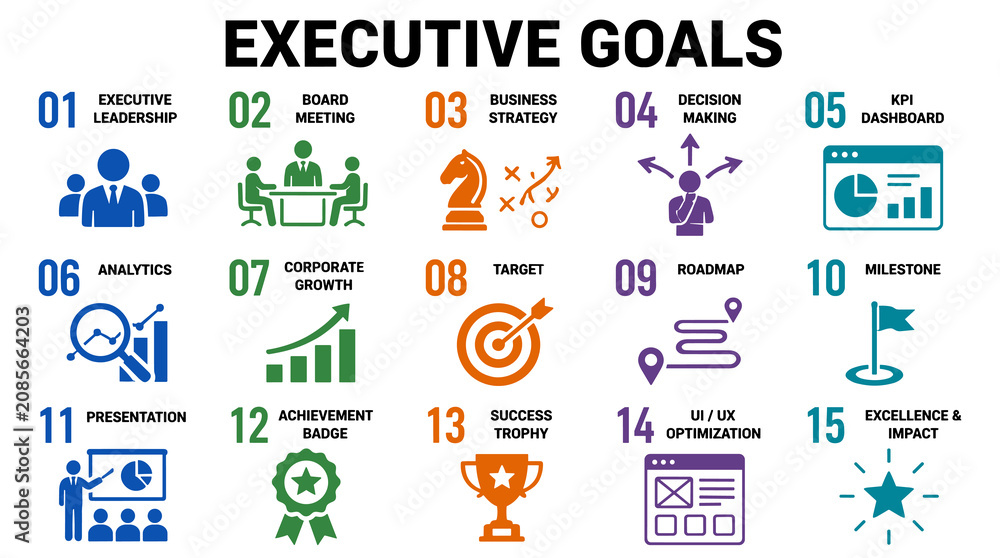 Obraz premium Executive Goals Infographic For Business Strategy.