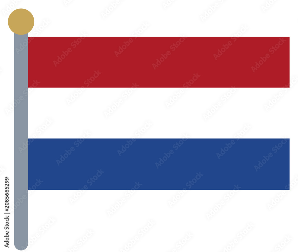 Fototapeta premium Netherlands flag on pole - national flag vector icon, design element