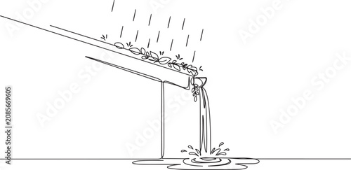 Foto rainwater overflowing from a clogged gutter during a heavy storm