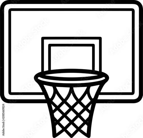 Photos Basketball Hoop Backboard and Net Icon, Sport Equipment Outline