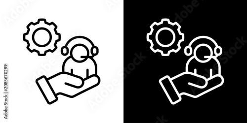 Cuadro en lienzo Support Icon Of Line Black And White Style Vector Illustrationn