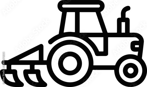 Tableau sur toile Tractor Ploughing Field Icon - Agricultural Machinery Vector Illustration