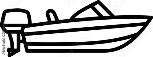 Canvastavla Outboard Motorboat Icon - Simple Line Art of a Speedboat
