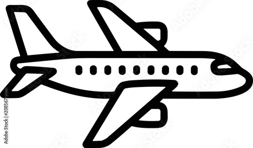 Cuadro en lienzo Simple Airplane Icon - Hand Drawn Jetliner Silhouette for Travel and Aviation Co