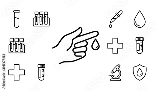 Obraz na plátně Medical research icons set microbiology virology and laboratory equipment