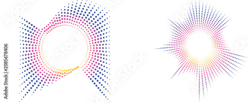 Abstract Colorful Halftone Background with Rainbow Circles, Swirl Waves and Geometric Shapes Vector Illustration for Banner, Business Card, Wallpaper and Decorative Design Template