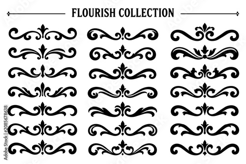 Quadro su tela Ornate set of flourish graphics in vector for fancy layouts and to decorate invi
