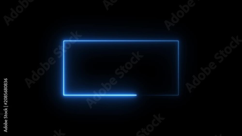 Glowing blue neon light frame border animation on black background dynamic motion design.