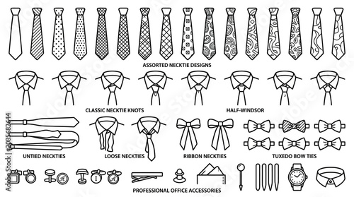 Fotografija Collection of various neckties and bowties.