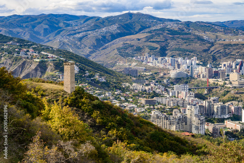 Modern reconstruction of a Svan Tower built near Tbilisi at the Open Air Museum of Ethnography, overlooking Turtle Lake behind Vake Park
