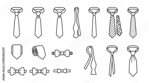 Tableau sur toile Collection of various neckties and bowties.