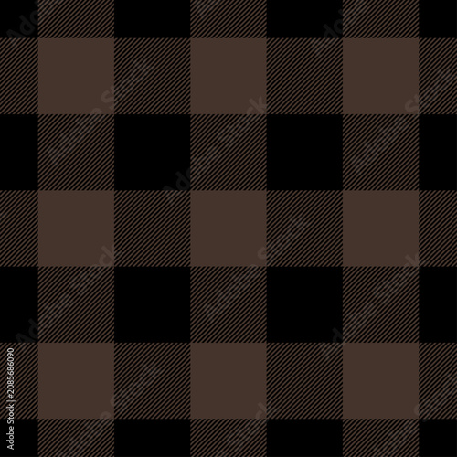 Dark brown buffalo plaid flannel pattern background