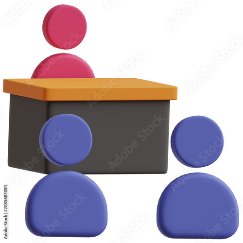 Vászonkép Meeting 3D Icon Illustration for your website, user interface, and presentation