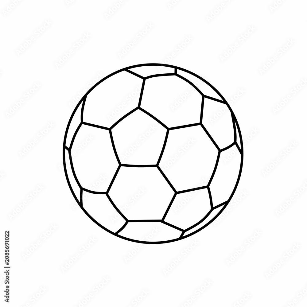 Fototapeta premium Classic Soccer Ball Line Icon Vector Isolated on White Background