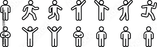 Outline Human Figure Icons in Different Poses and Actions person