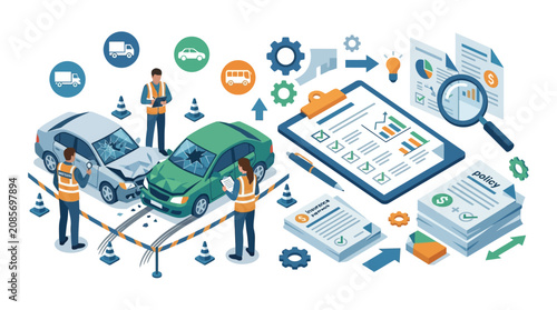Car Accident Insurance Claim Process with Damaged Vehicles and Documents