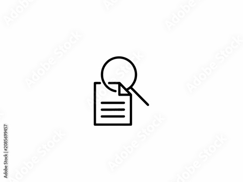 Bilde på lerret Magnifying glass on document line icon search magnify enlarge inspect examine