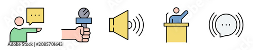 Foto Conjunto de iconos de comunicación pública