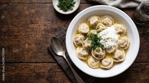 Delicious dumplings in bowl.