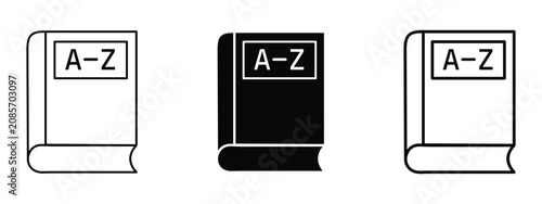 Tableau sur toile Dictionary Icon Set Vector Illustration, Book Reference Symbols Isolated on Whit