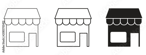Cuadro en lienzo Local Store Icon Set Vector Illustration, Retail Shop and Marketplace Symbols