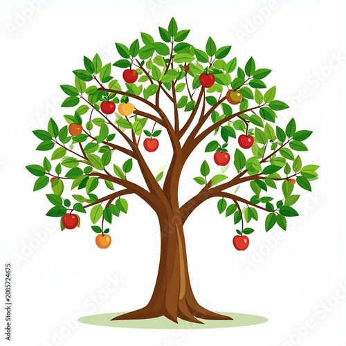 Fruiting tree with colorful apples