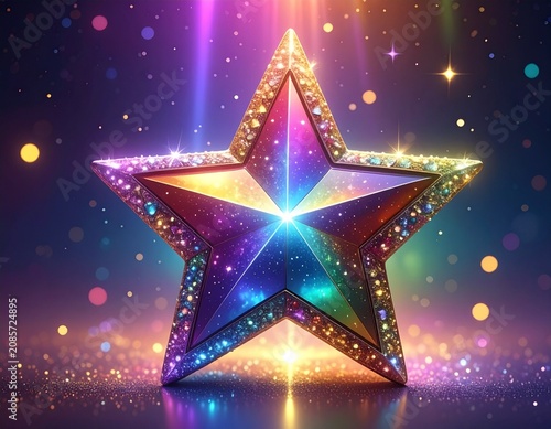Glittering star with colorful glow