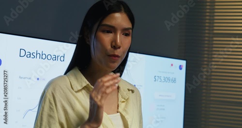 The executive explains performance charts and recommends actions to drive company success.