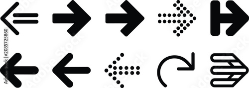 Foto Black arrow icons set collection featuring various cursor signs symbols and dot patterns for navigation isolated vector illustration in image_acaac5
