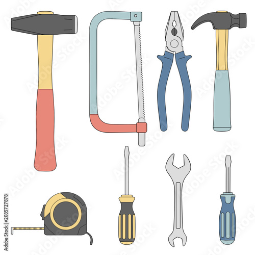 Essential Workshop Kit featuring a variety of hand tools like pliers, wrenches, and screwdrivers for maintenance tasks. For engineering blogs, technical manuals, and hardware store ads.