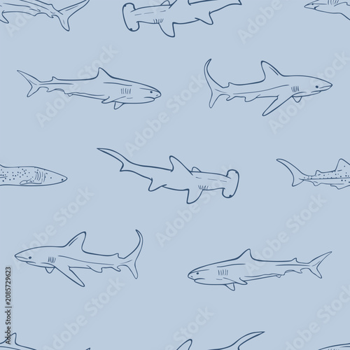 Shark Seamless Pattern Ocean Marine Background