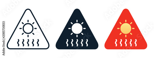 High Temperature Warning Icon. Heat Risk Alert Symbol for Climate Awareness, Public Safety and Health Monitoring. Vector Illustration
