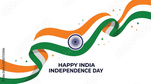 Obraz na plátne India independence day celebration vibrant tricolor ribbon with ashoka chakra au