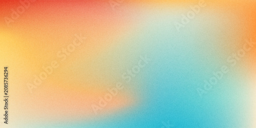 Fotografie Vibrant summer color gradient background grainy orange blue yellow white noise t