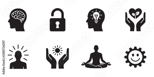 Foto Mental Health and Wellness Icon Set for Psychology and Mindfulness
