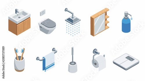 Foto Bathroom objects and toilet accessories.