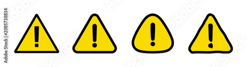 Fotografie Warning icon set. Yellow danger and caution symbols