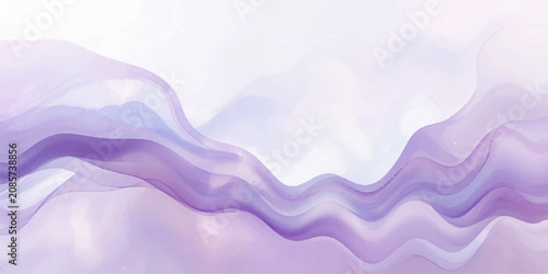 Bilde på lerret Lavender Swirl Abstract serene lavender and white abstract swirls mimic flowing silk or ethereal clouds, creating a sense of calm and gentle movement