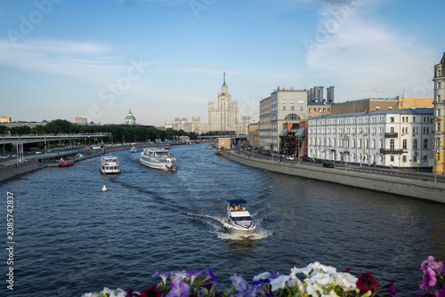 Photography Moscow, Russia, July 4, 2026
River cruise boats sailing on Moskva River with sky