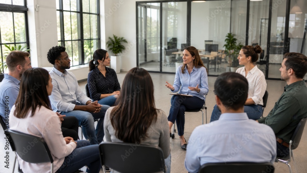 Obraz premium Workplace Mental Health Support and Mindfulness Session