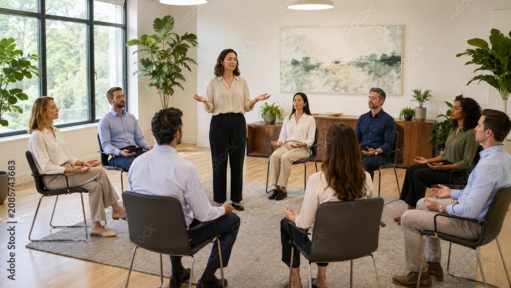 Fototapeta premium Workplace Mental Health Support and Mindfulness Session