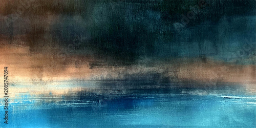 Tableau sur toile Abstract Horizon ethereal abstract landscape evokes a sense of mystery and contemplation with its blending of dark, stormy hues and ethereal light