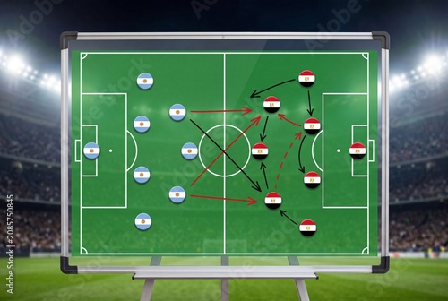 Argentina and Egypt football tactics board in stadium