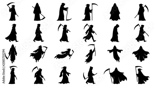 Cuadro en lienzo Grim Reaper Silhouette Collection: Death Personification Icons