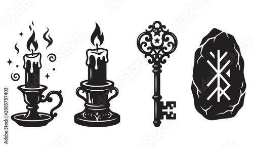 Halloween Gothic Occult and Magic Elements Set