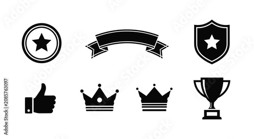 Obraz na płótnie Award Icons Collection Black Silhouettes On White Background