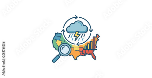 Obraz na płótnie USA Weather Data Analysis Vector Illustration